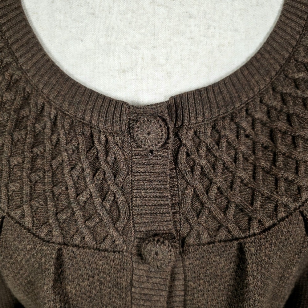 Croft & Barrow Cabincore Cable Knit Neutral Sweater Lagenlook‎ 100% Cotton Large - Picture 7 of 14